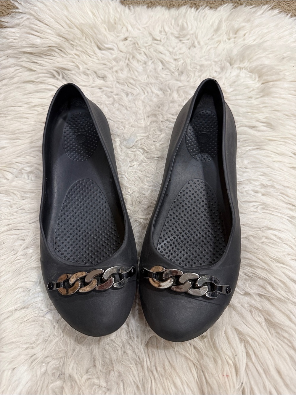 Crocs Balck Gianna Chain Link Ballet Flats, Women’s Size 9